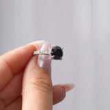 Black And White Diamond Halo Engagement Ring
