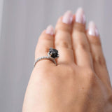 Black And White Diamond Halo Engagement Ring