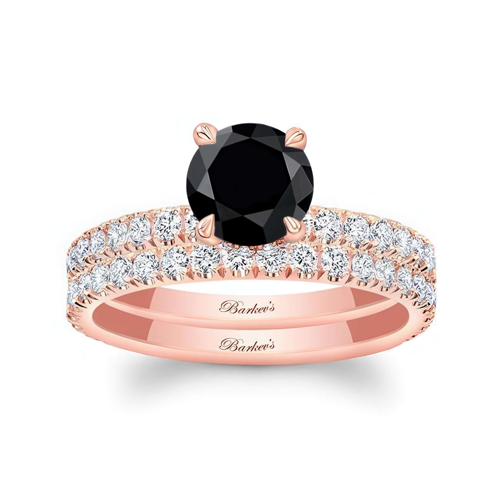 Black And White Diamond Halo Wedding Set