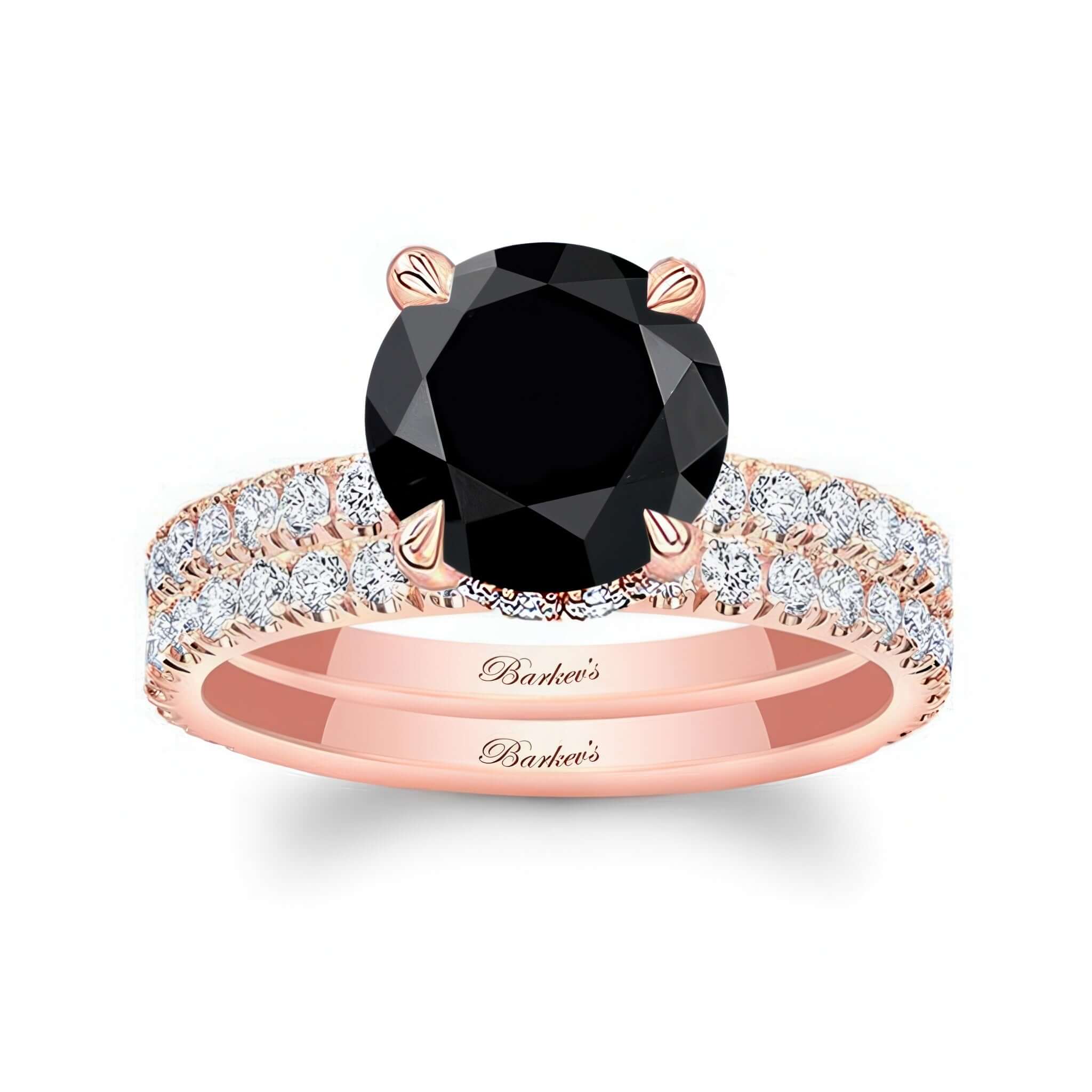 3 Carat Black And White Diamond Halo Wedding Set featuring a stunning black diamond centerpiece and sparkling accents.