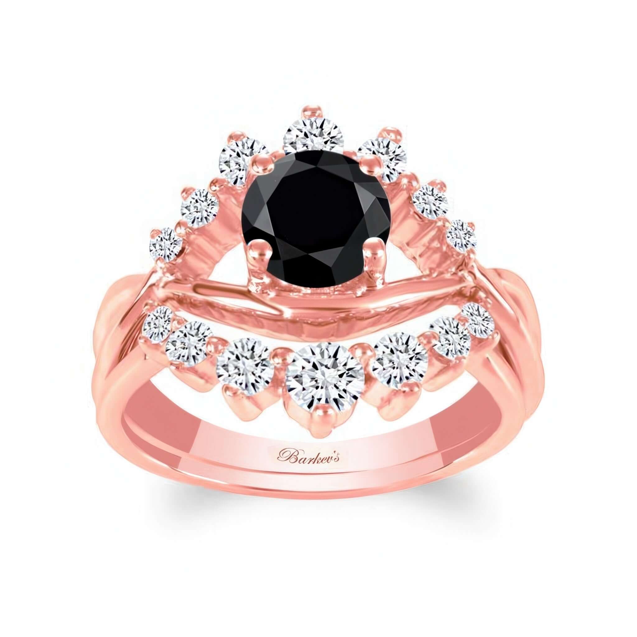 Black And White Diamond Unique Wedding Set featuring a black center stone and elegant diamond accents.