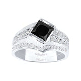 Princess Cut Channel Set Black And White Diamond Ring Set