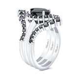 Marquise Cut Black Diamond Wedding Set With 2 Bands