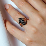 Marquise Cut Black Diamond Wedding Set With 2 Bands
