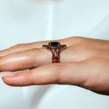 Marquise Cut Black Diamond Wedding Set With 2 Bands