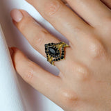 Marquise Cut Black Diamond Wedding Set With 2 Bands