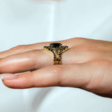 Marquise Cut Black Diamond Wedding Set With 2 Bands