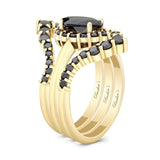 Marquise Cut Black Diamond Wedding Set With 2 Bands