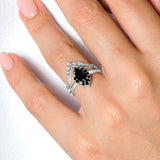 Marquise Cut Black Diamond Wedding Set With White Diamonds