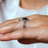 Marquise Cut Black Diamond Wedding Set With White Diamonds