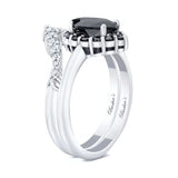 Marquise Cut Black Diamond Wedding Set With White Diamonds