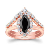 Marquise Cut Black And White Diamond Wedding Set