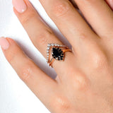 Marquise Cut Black Diamond Wedding Set With White Diamonds