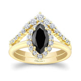 Marquise Cut Black And White Diamond Wedding Set