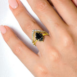 Marquise Cut Black Diamond Wedding Set With White Diamonds