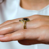 Marquise Cut Black Diamond Wedding Set With White Diamonds
