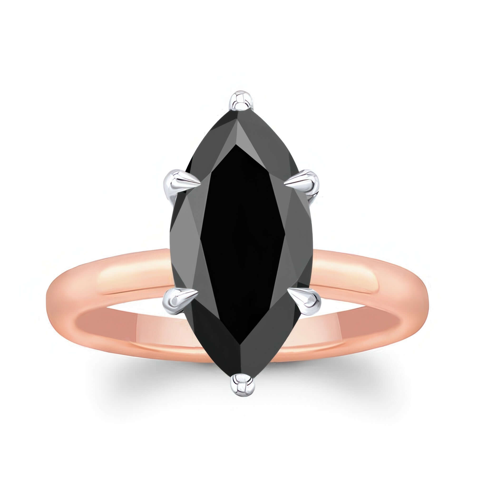 2 Carat Marquise Black Diamond Solitaire Engagement Ring