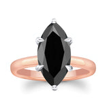 3 Carat Marquise Black Diamond Solitaire Engagement Ring
