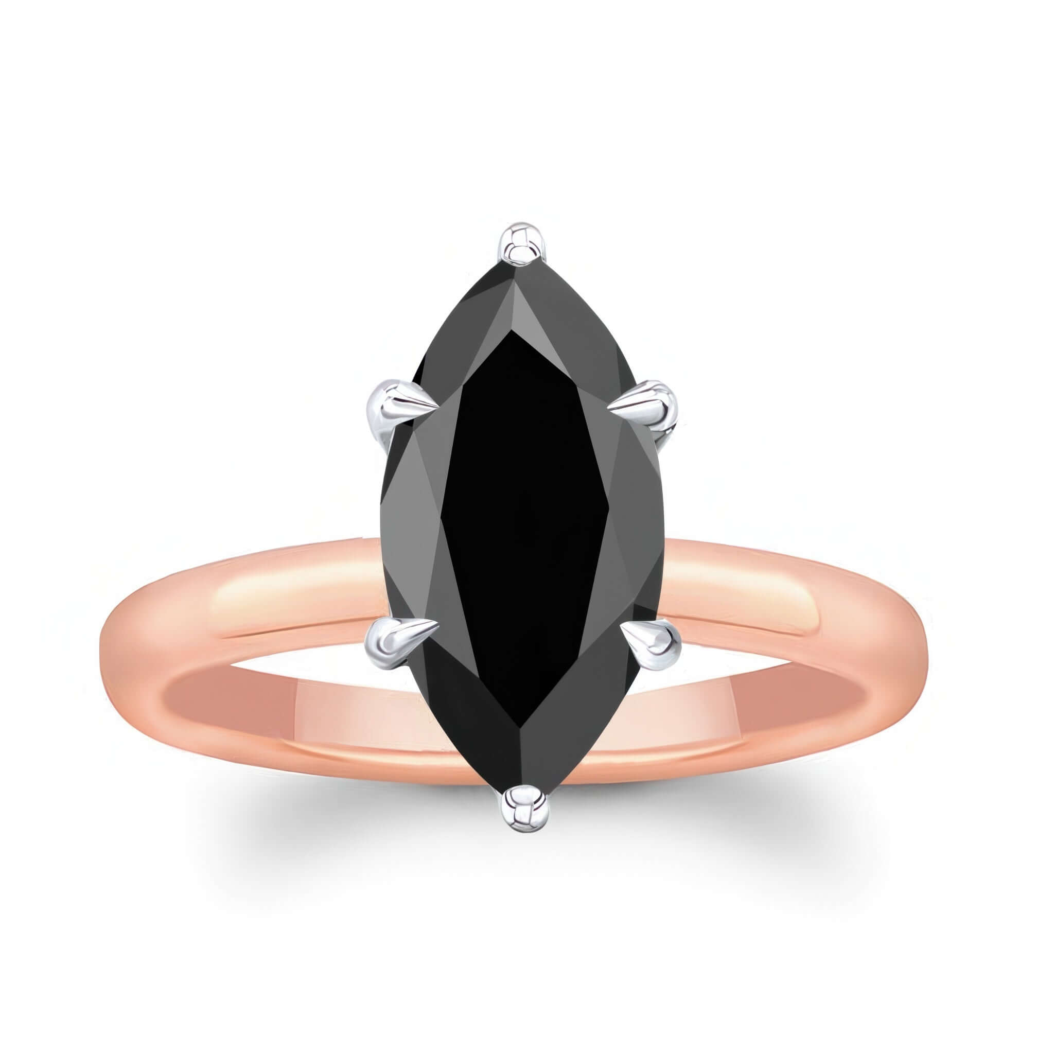 Marquise Black Diamond Solitaire Engagement Ring