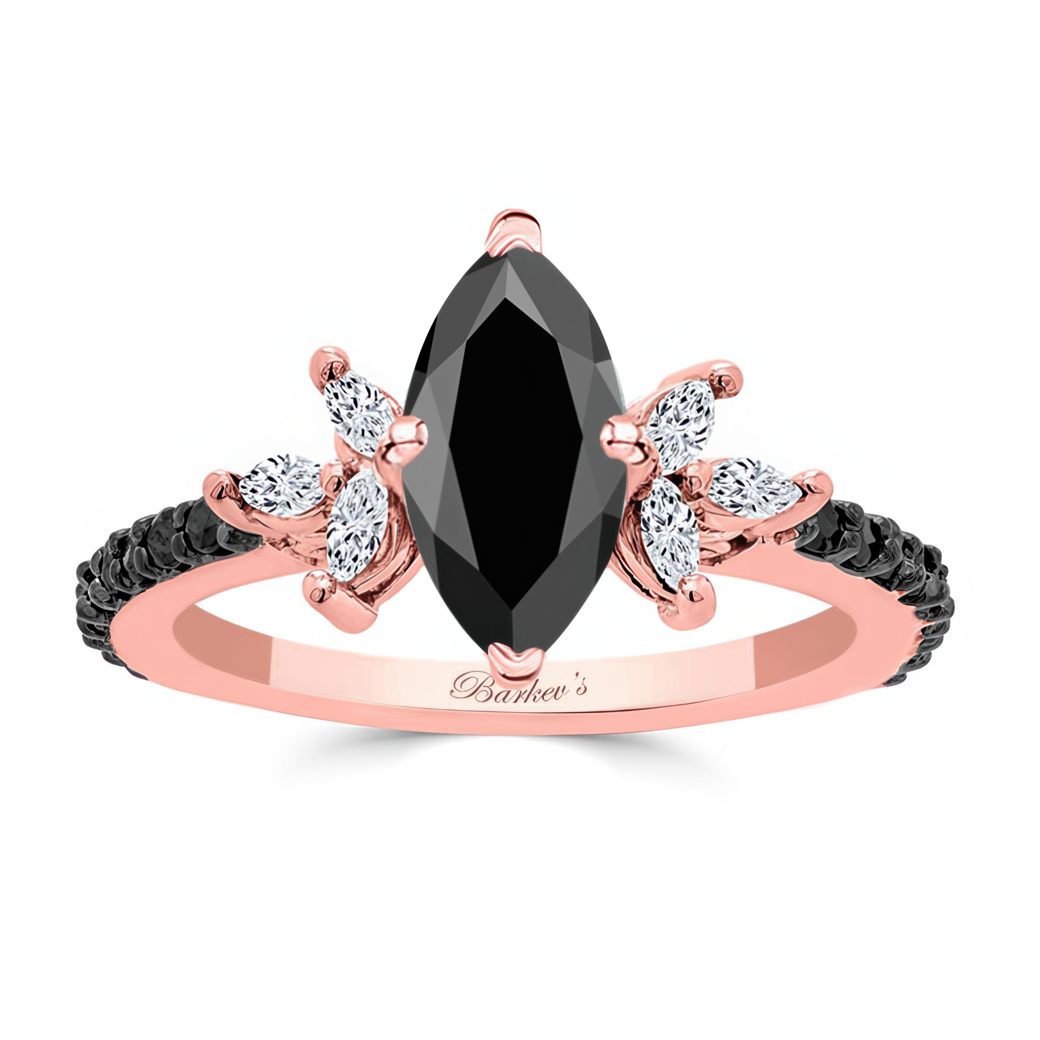 Marquise Cut Black Diamond Engagement Ring