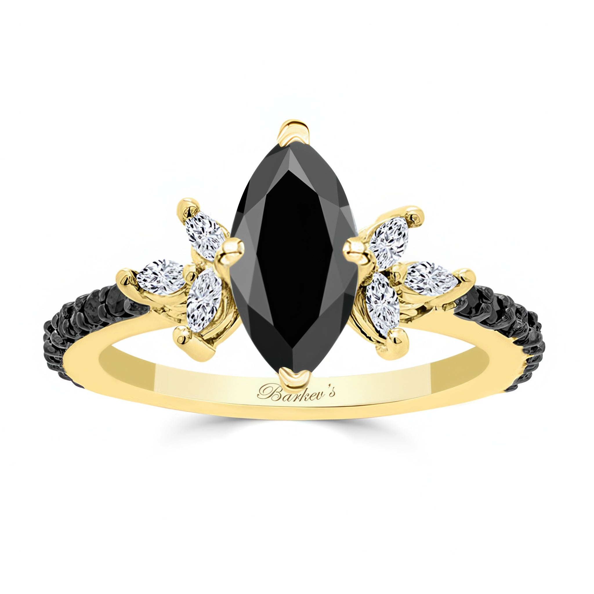 Marquise Cut Black Diamond Engagement Ring