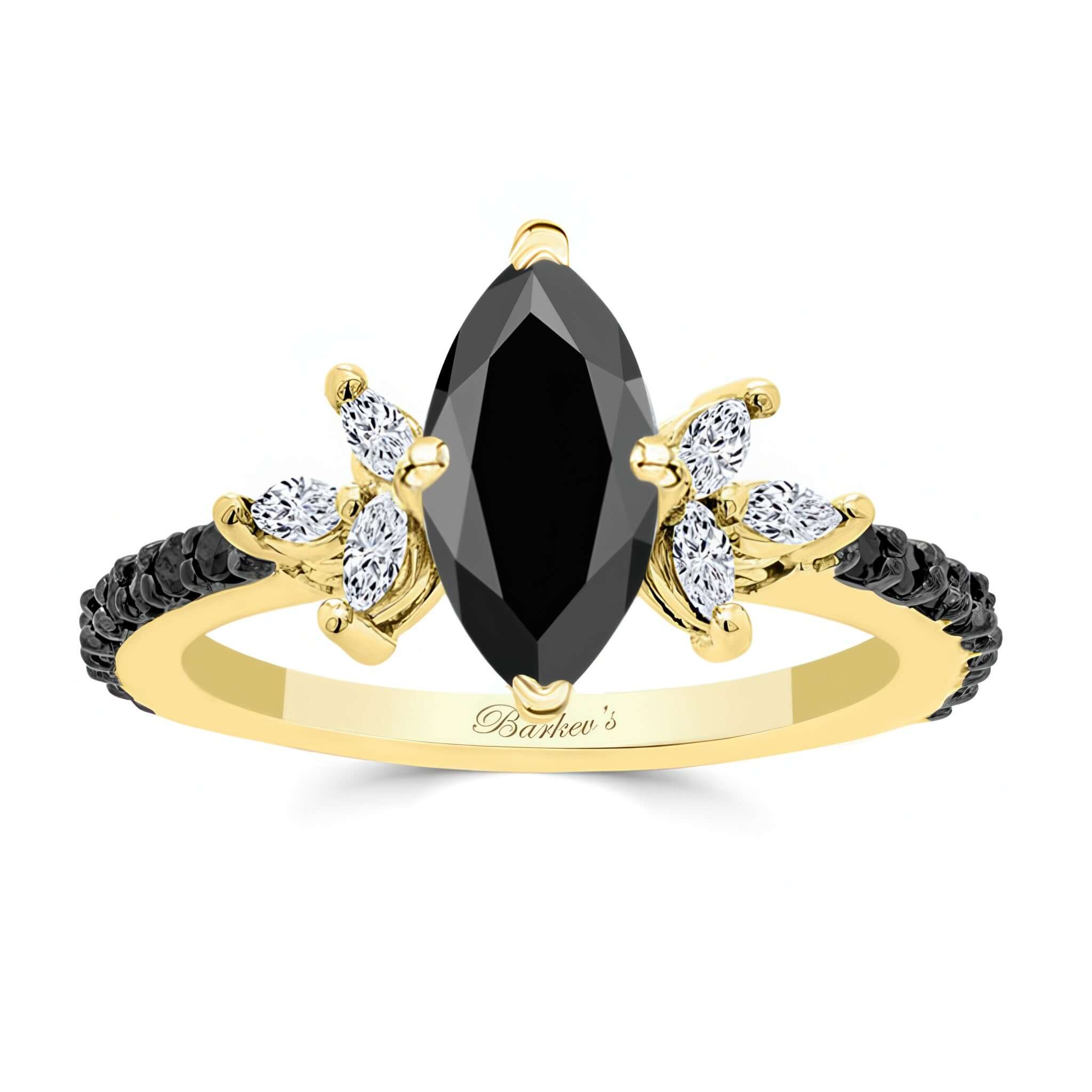 Marquise Cut Black Diamond Engagement Ring