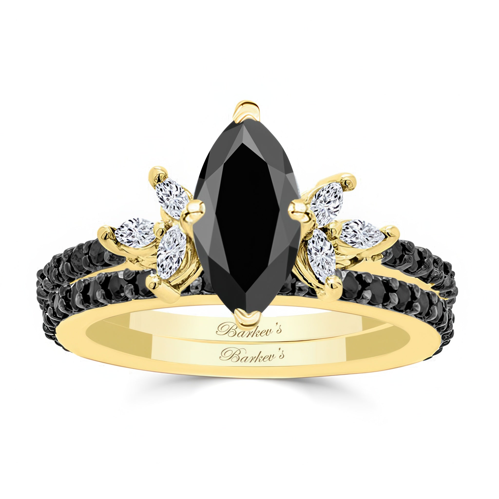Marquise Cut Black Diamond Bridal Set