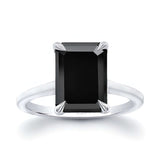 2 Carat Emerald Cut Black Diamond Solitaire Engagement Ring