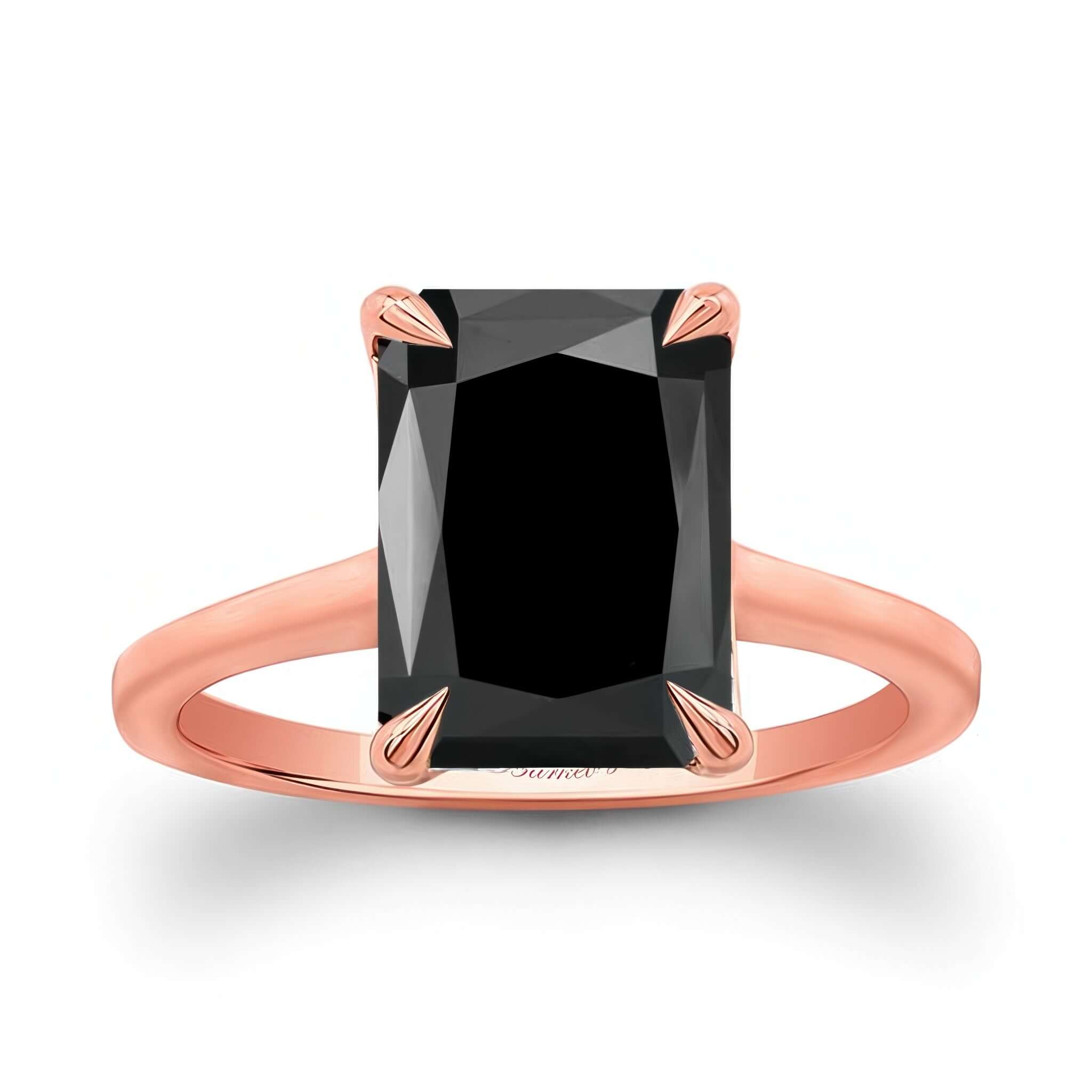 2 Carat Radiant Cut Black Diamond Solitaire Engagement Ring