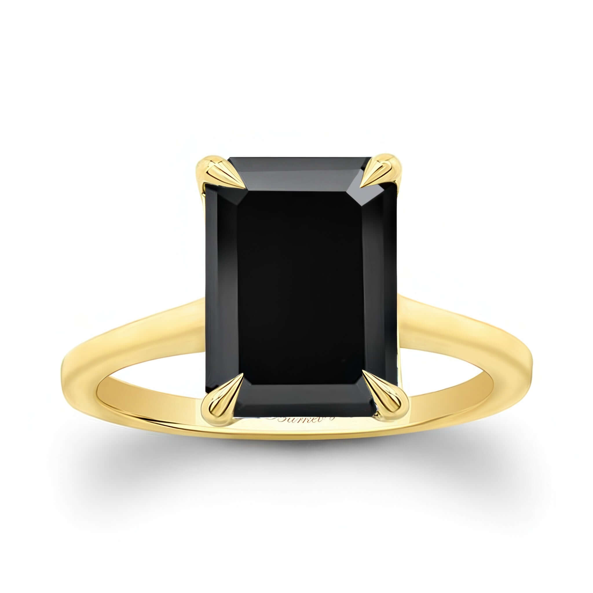 2 Carat Emerald Cut Black Diamond Solitaire Engagement Ring