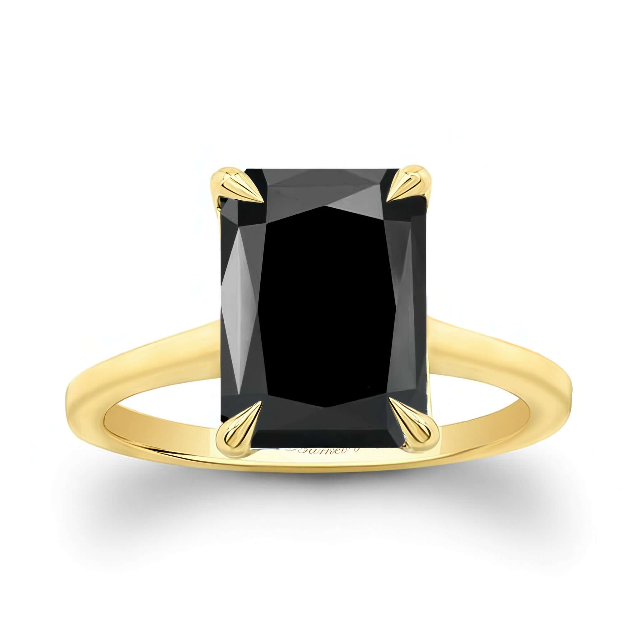 2 Carat Radiant Cut Black Diamond Solitaire Engagement Ring