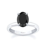Oval Black Diamond Solitaire Engagement Ring