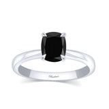 Elongated Cushion Black Diamond Solitaire Ring