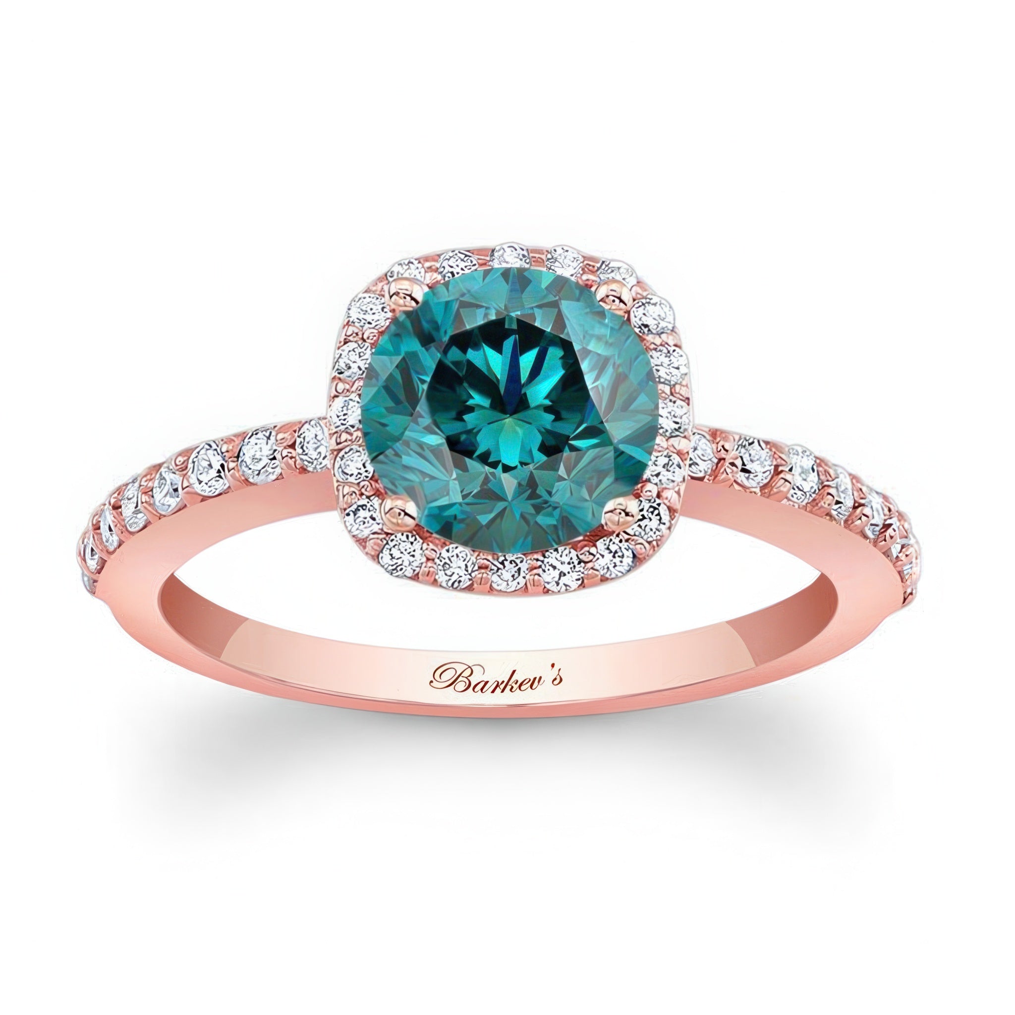1 Carat Round Blue And White Diamond Halo Engagement Ring