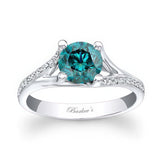 V Shaped Blue And White Diamond Engagement Ring