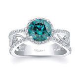 Unique 1 Carat Blue And White Diamond Halo Ring