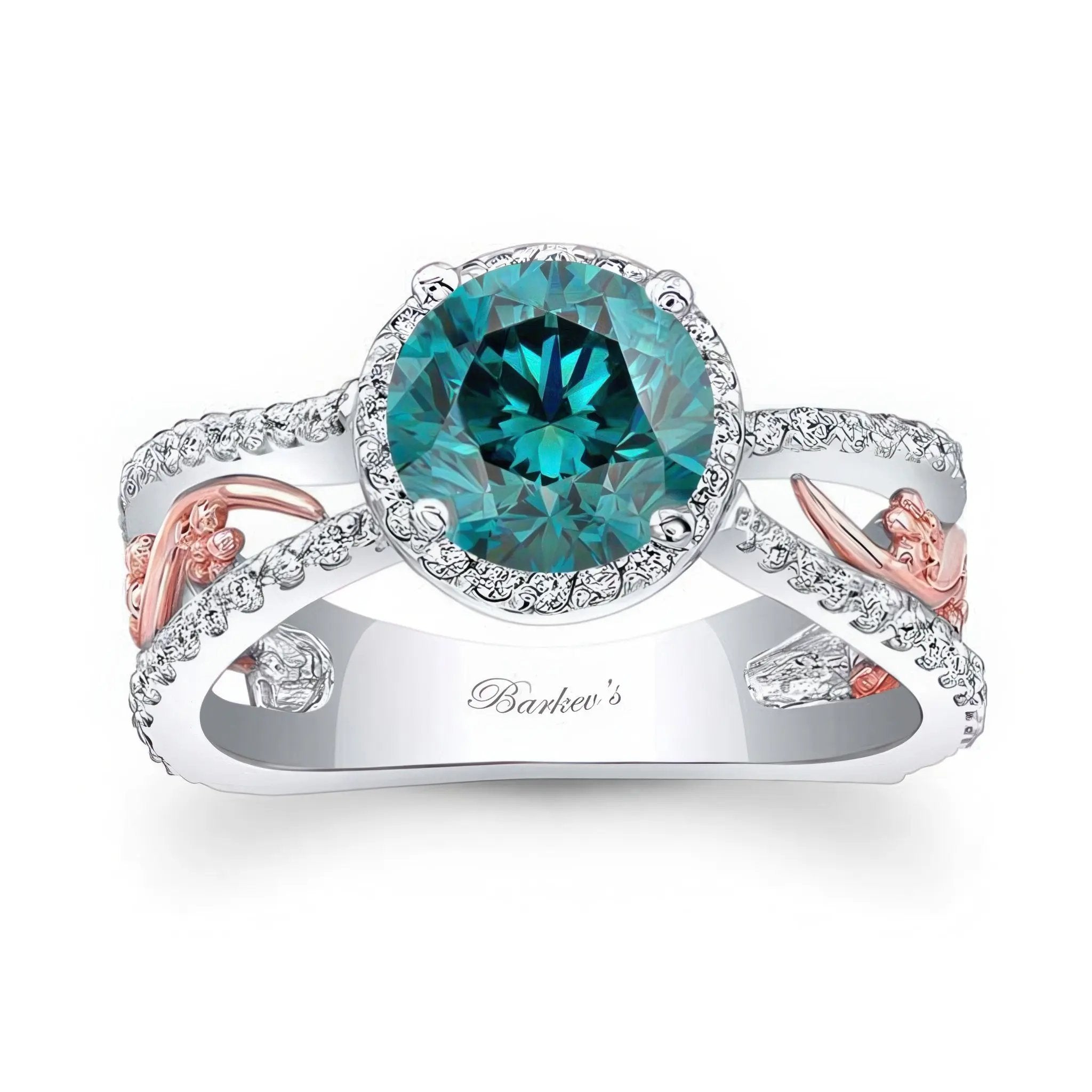 Unique 1 Carat Blue And White Diamond Halo Ring