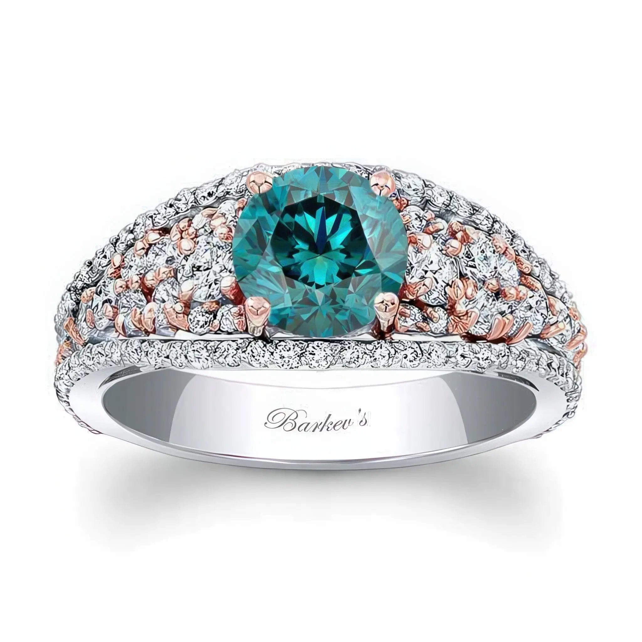 Vintage 1 Carat Blue And White Diamond Engagement Ring