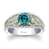 Vintage 1 Carat Blue And White Diamond Engagement Ring