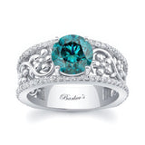 Vintage Floral 2 Carat Blue And White Diamond Engagement Ring