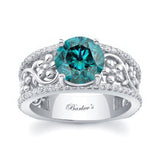 Vintage Floral 3 Carat Blue And White Diamond Engagement Ring