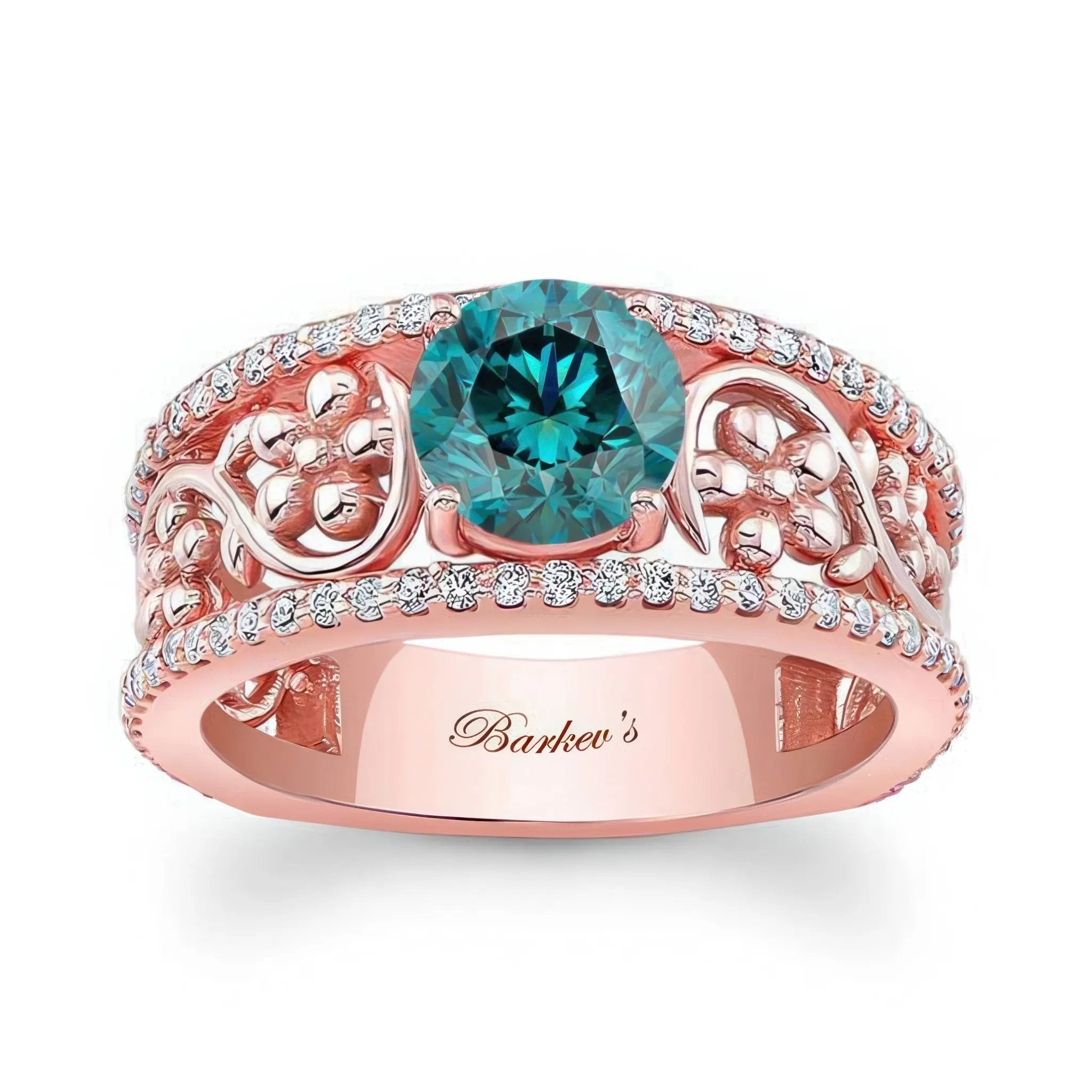 Vintage Floral Blue And White Diamond Engagement Ring