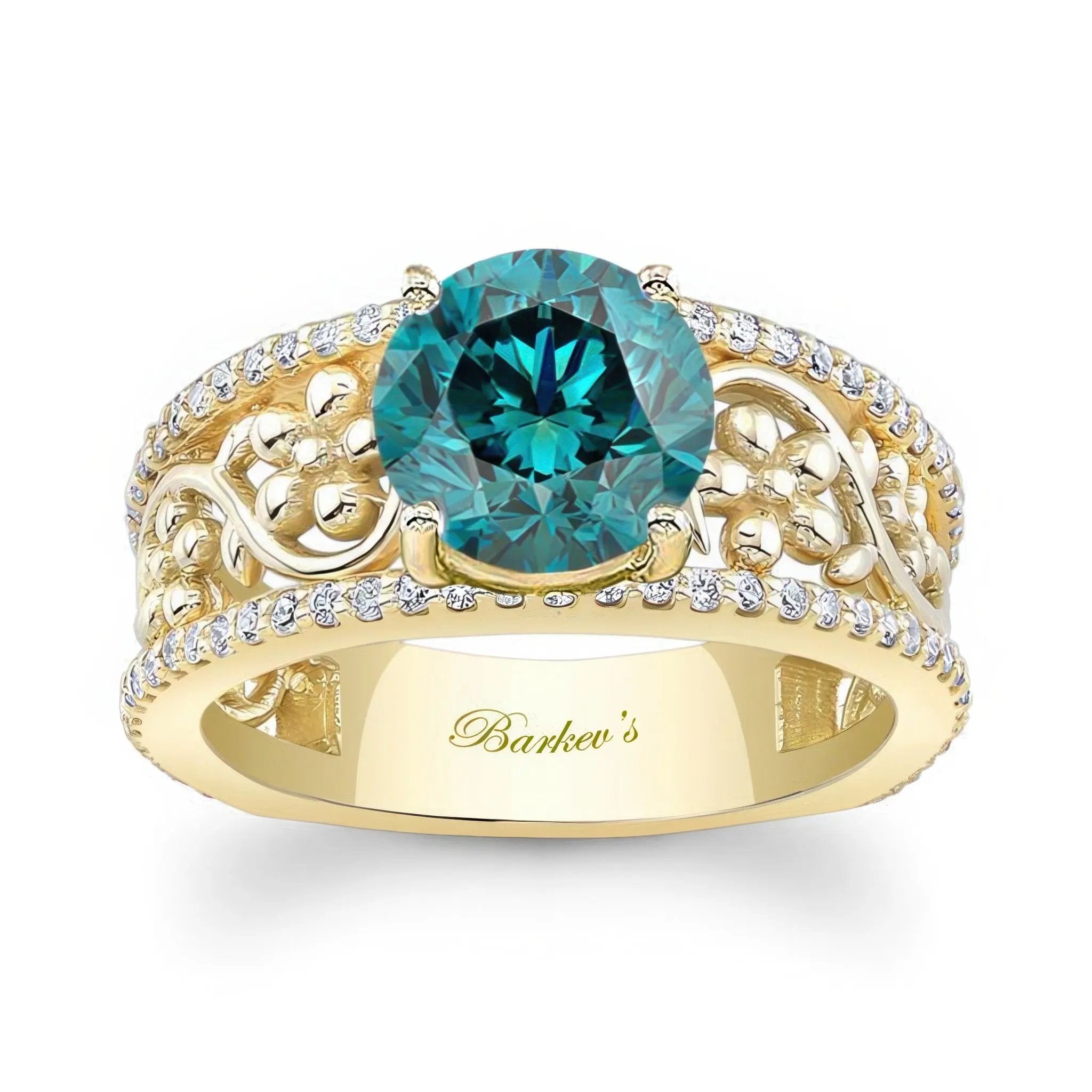 Vintage Floral 3 Carat Blue And White Diamond Engagement Ring