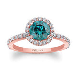 Blue And White Diamond Halo Ring