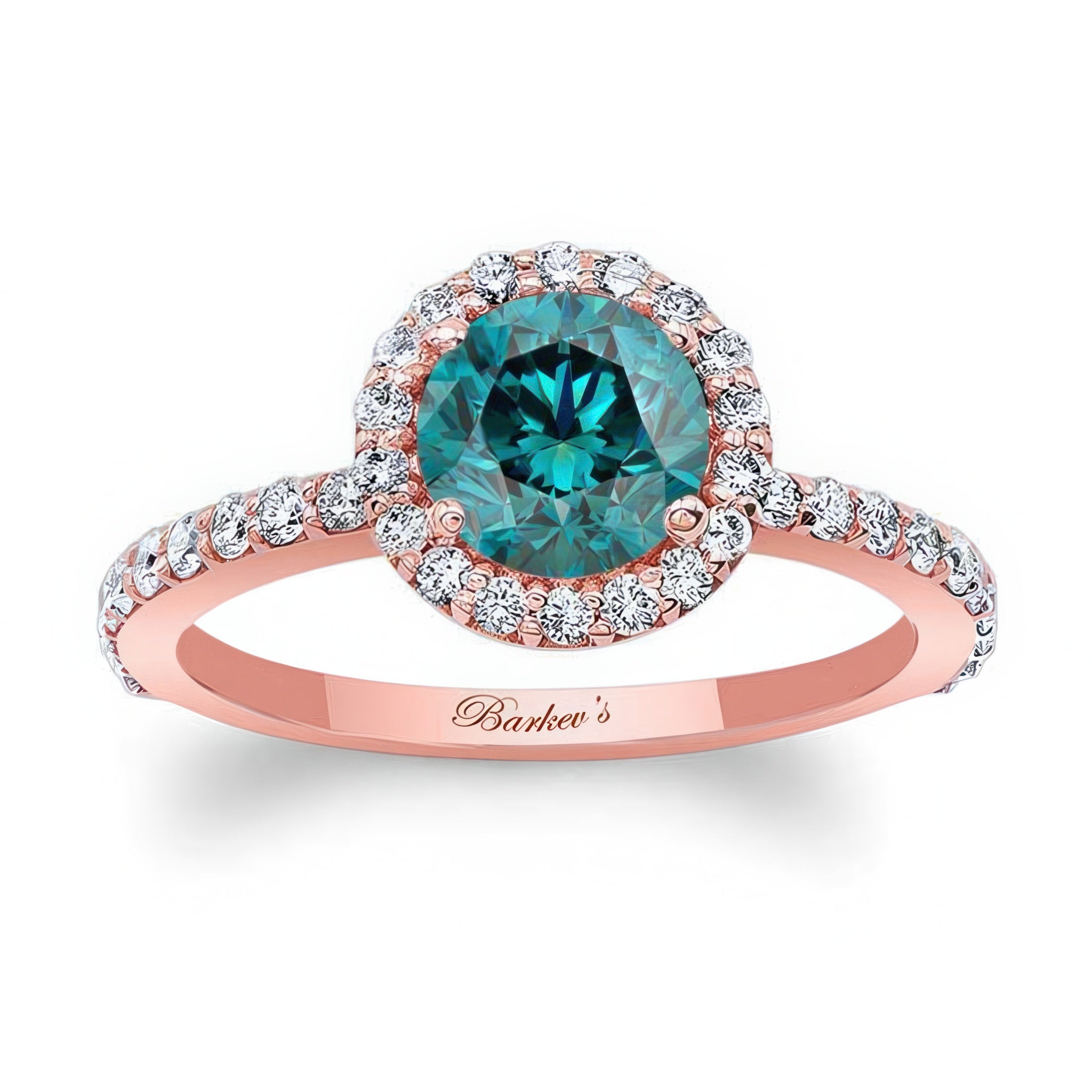 Blue And White Diamond Halo Ring
