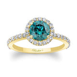 Blue And White Diamond Halo Ring