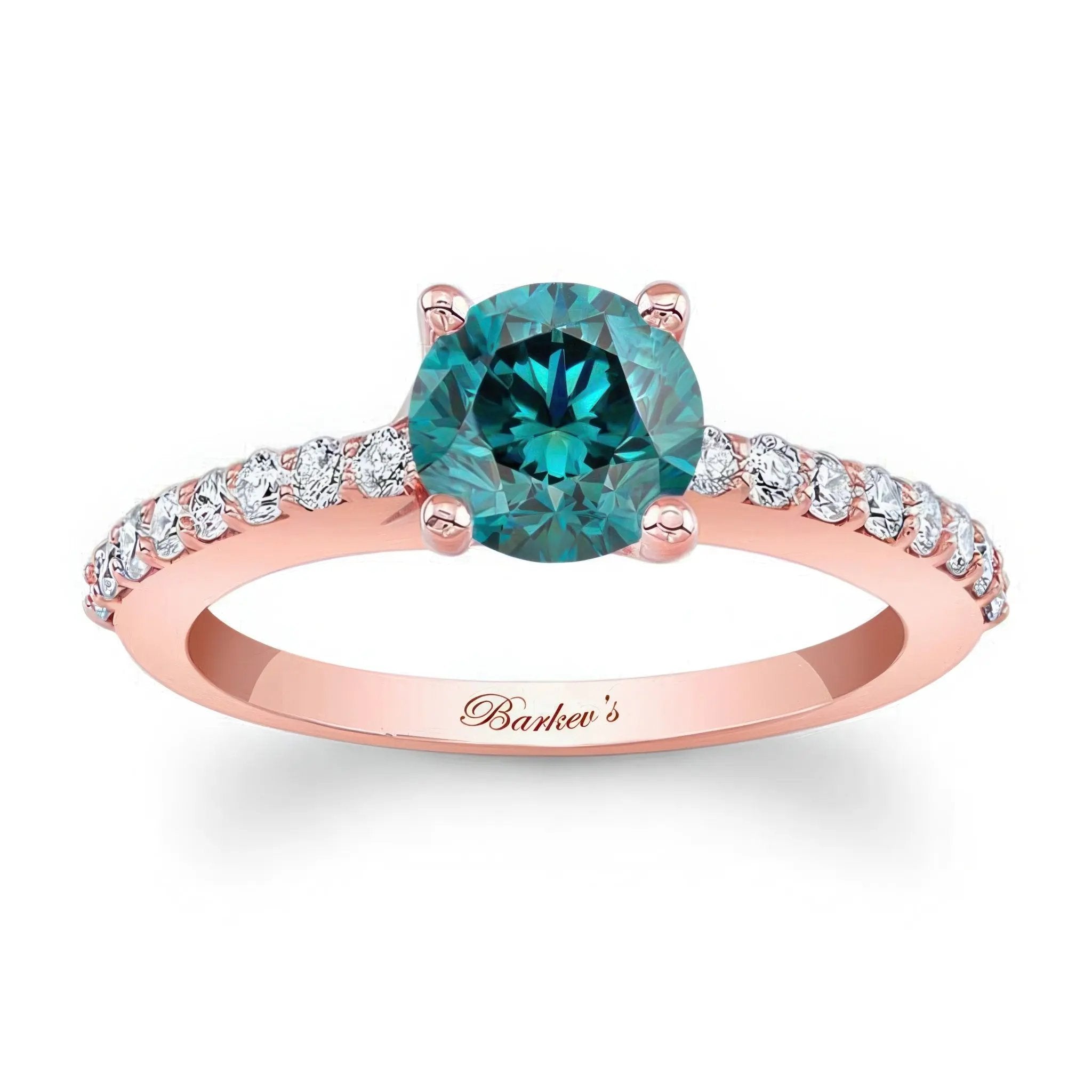 4 Prong Blue And White Diamond Engagement Ring