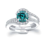 1 Carat Blue And White Diamond Bridal Set