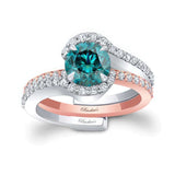 1 Carat Blue And White Diamond Bridal Set