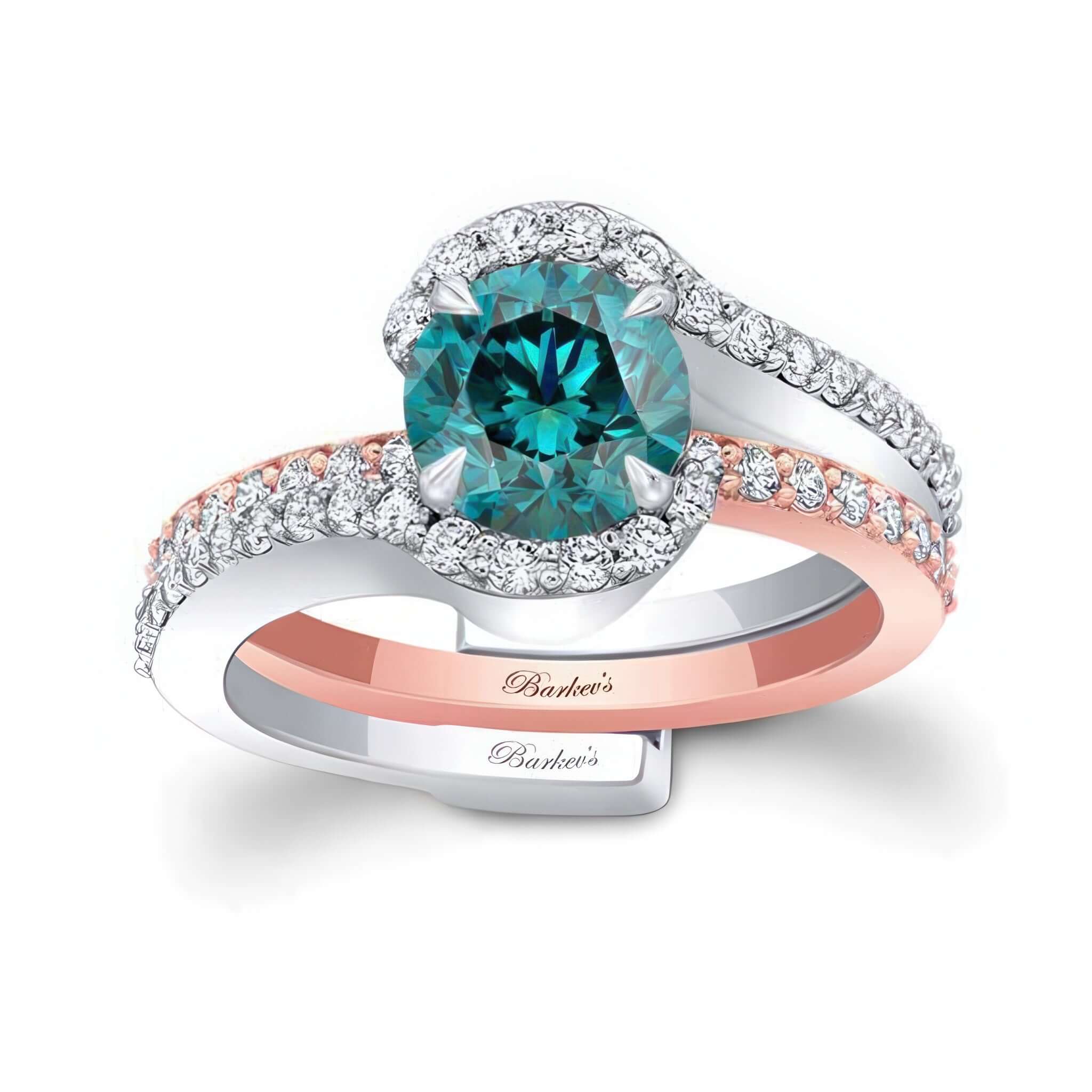 1 Carat Blue And White Diamond Bridal Set